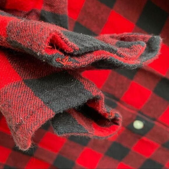 Woolrich Buffalo Check Flannel Button Front Long Sleeve Nightgown Black Red M - Picture 5 of 9